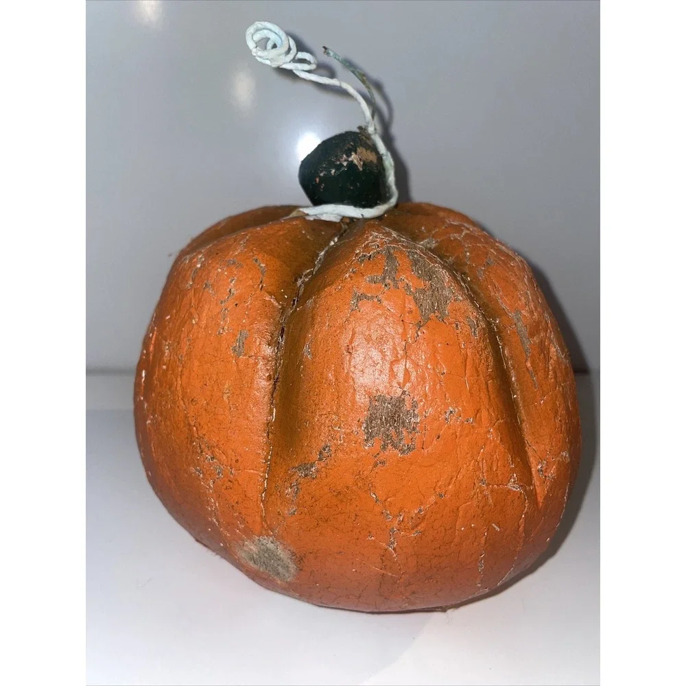 VTG Halloween‎ Coconut Pumpkin Jack-O-Lantern Handcrafted Philippines Painted E7
